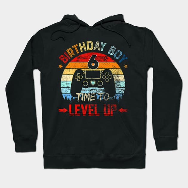 Kids Birthday Boy 6 Time To Level Up 6Th Birthday Boy Gamer Hoodie by Zoe Hill Autism